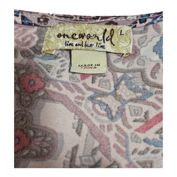 ONE WORLD Women's Asymmetrical Tunic Multi-color L - Picture 10 of 12